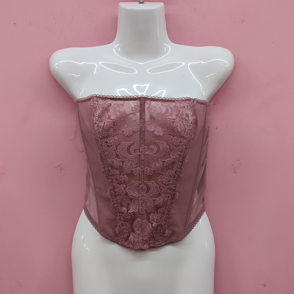 Victoria Secret Vintage Blossom Strapless Corset Top Large Nostalgia Rose